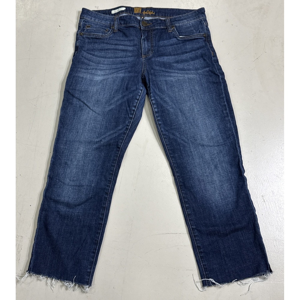 Kut From The Kloth Jeans Womens Size 10 Blue Katy Boyfriend Cropped Raw Hem